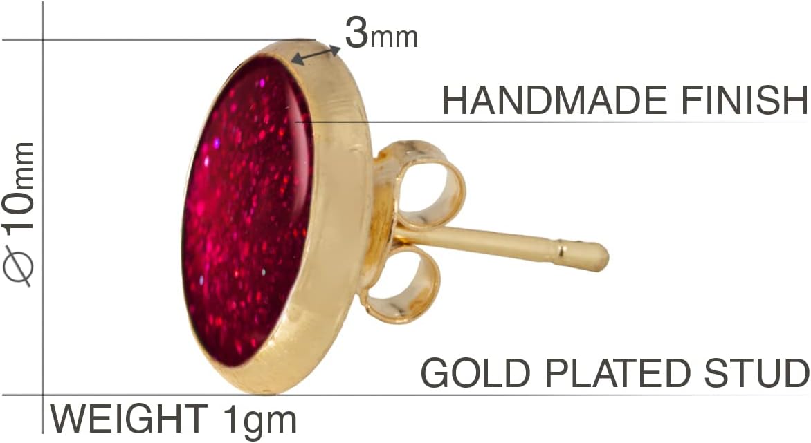Detalle 2 de Pendientes Aretes Lujo Pequeño 1,2 cm brillo borgoña