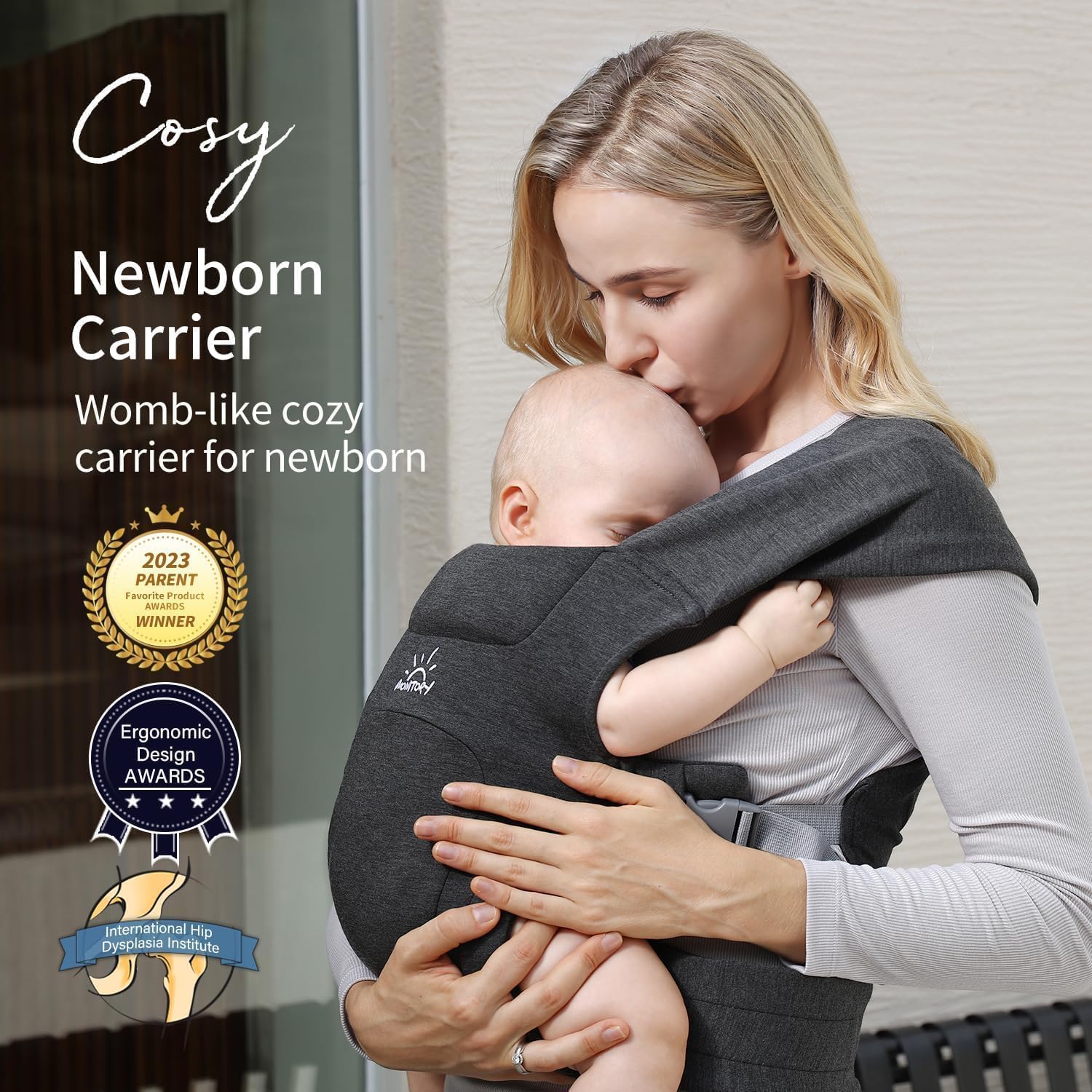 Thumbnail 1 de MOMTORY baby carrier from newborns (3–12 kg) with adjustable Hook & Loop hip seat
