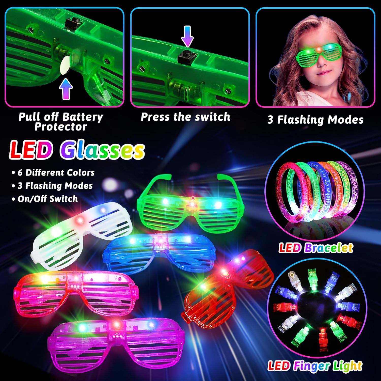 Thumbnail 4 de 156Pcs Glow in the Dark Party Supplies for Kids & Adults: Light Up Accessories Pack