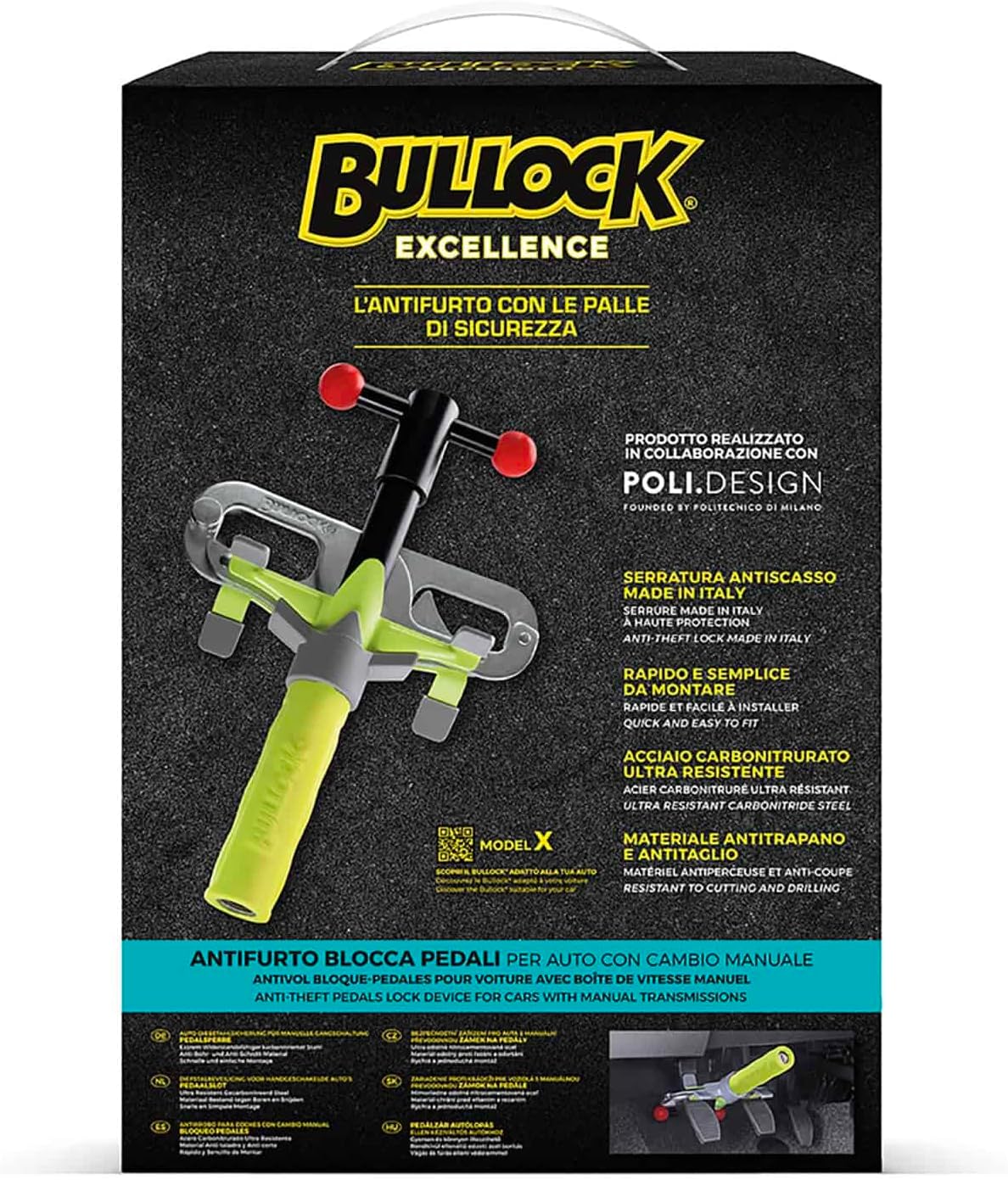 Detalle de Bullock Excellence X – mechaniczna blokada pedału ze stali węglowej, żółta