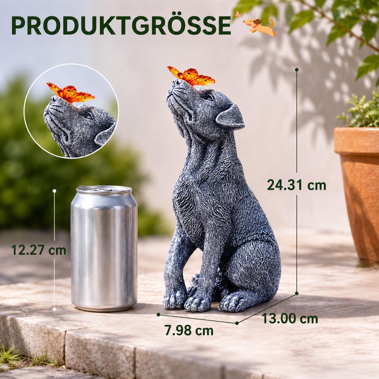 Detalle de Yeomoo Hund Figuren Solar Deko mit Schmetterling