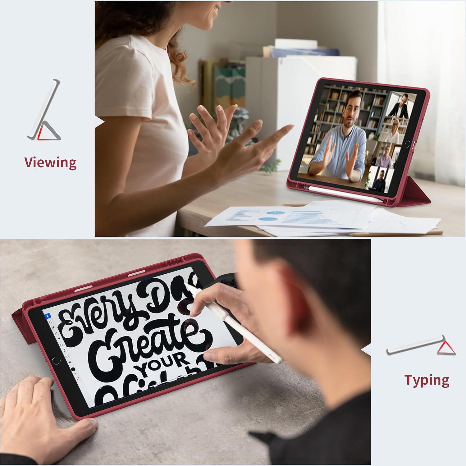 Thumbnail 5 de CACOE Hülle für iPad 9./8./7. Generation inkl. Stifthalter (10,2 Zoll, Modell 2019–2021) – ultradünn mit Standfunktion