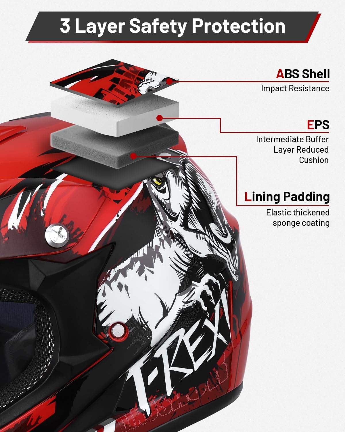 Thumbnail 6 de DOT Youth Dirt Bike Helmet with Goggles & Gloves for Ages 5-14