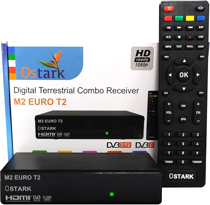 Ostark Euro T2 Receptor TDT Full HD 🎥 para Dos TV
