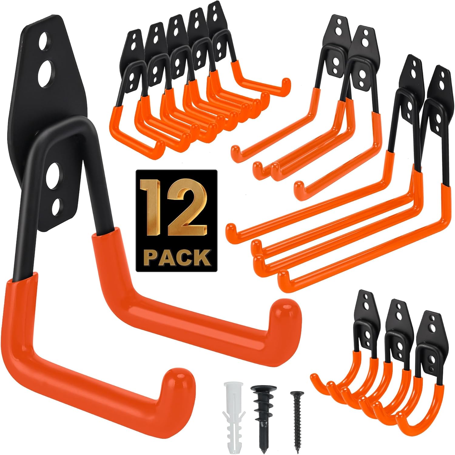 TECHSHARE Garage Hooks 12 Pack Heavy Duty Wall Hooks