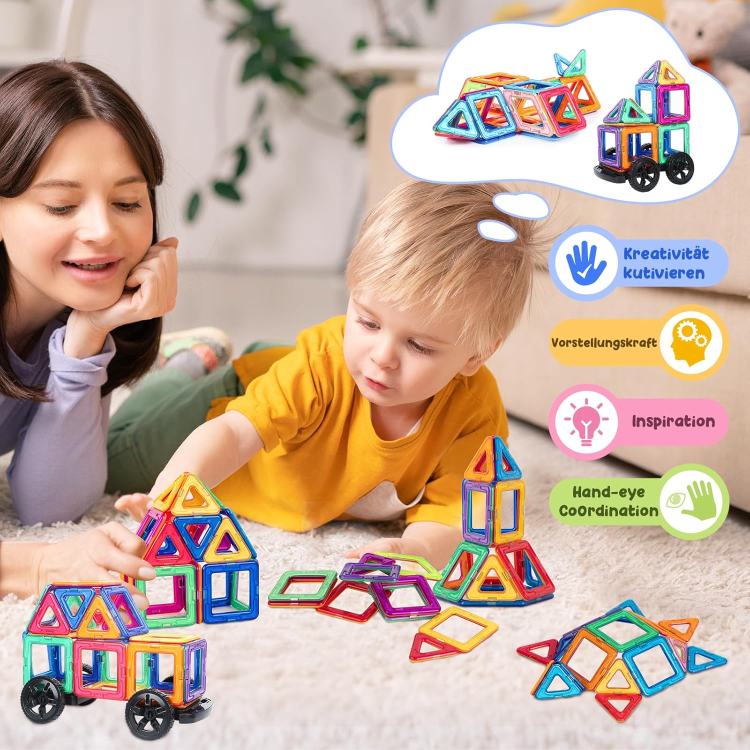 Thumbnail 5 de aaczly Blocs de construction magnétiques 122 pièces (3D) – jouet éducatif pour enfants dès 3 ans