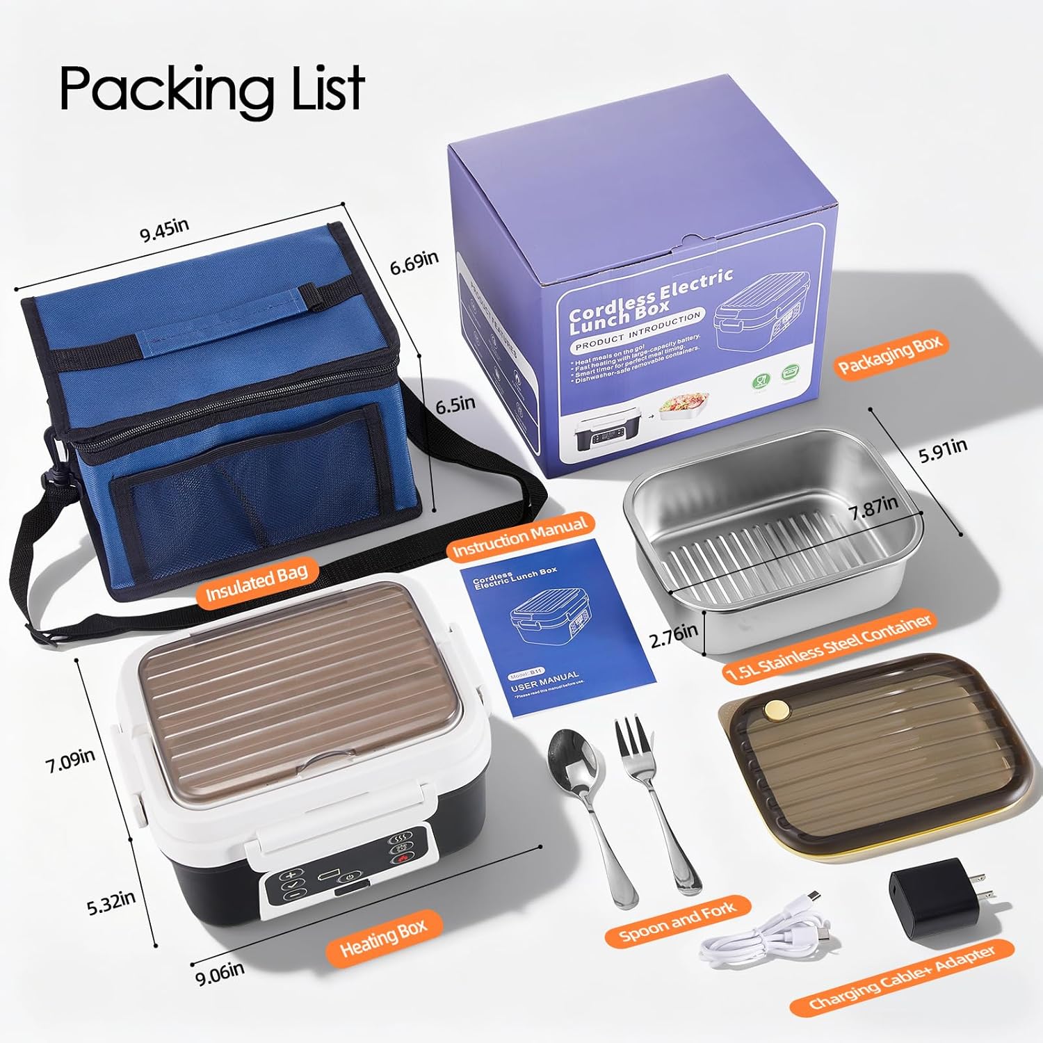 Thumbnail 6 de Odopok Cordless Electric Lunch Box: 6.3 Cup, 100W Self-Heating with 20000mAh Battery