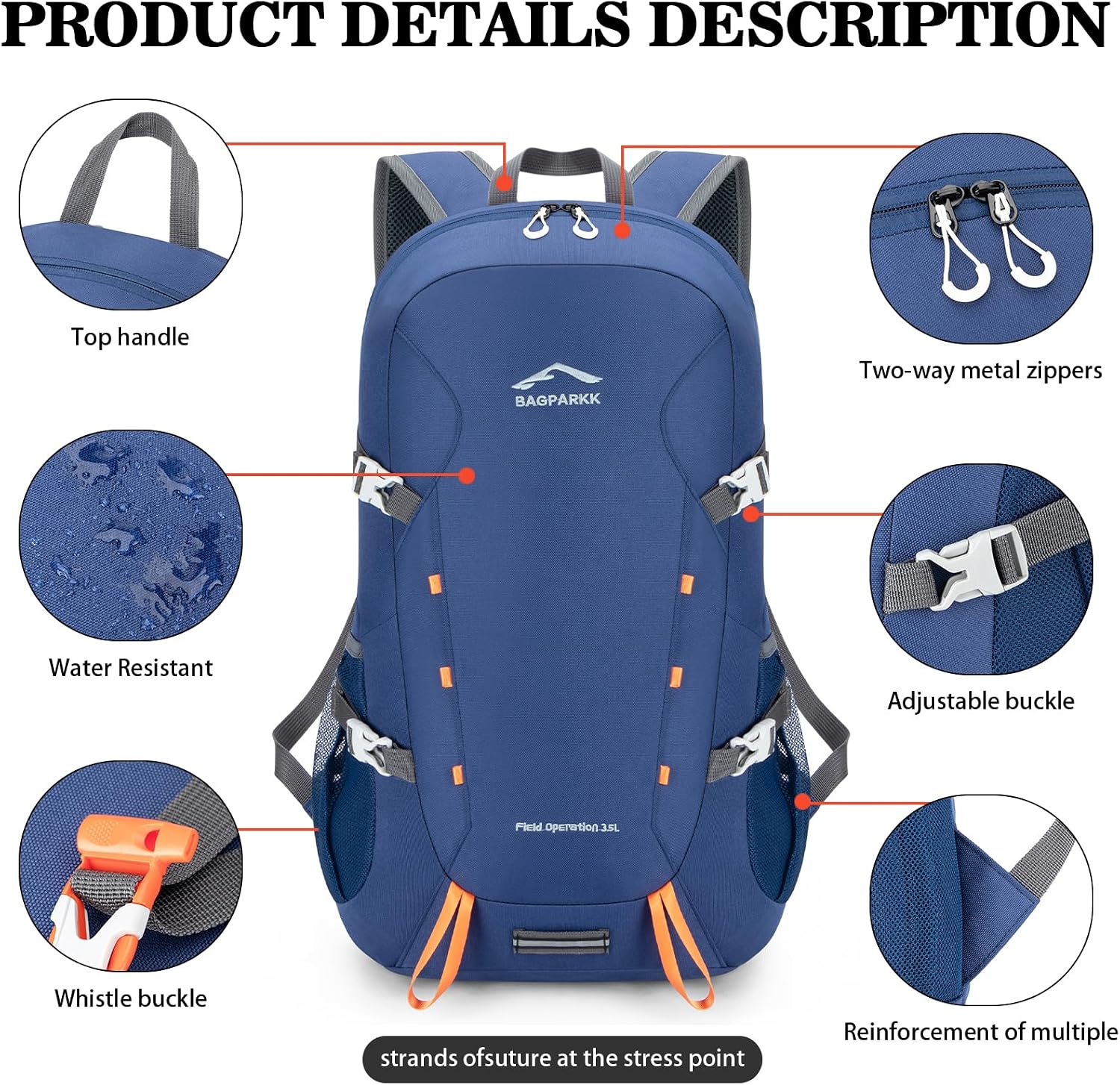 Detalle 1 de 35L lightweight packable hiking backpack