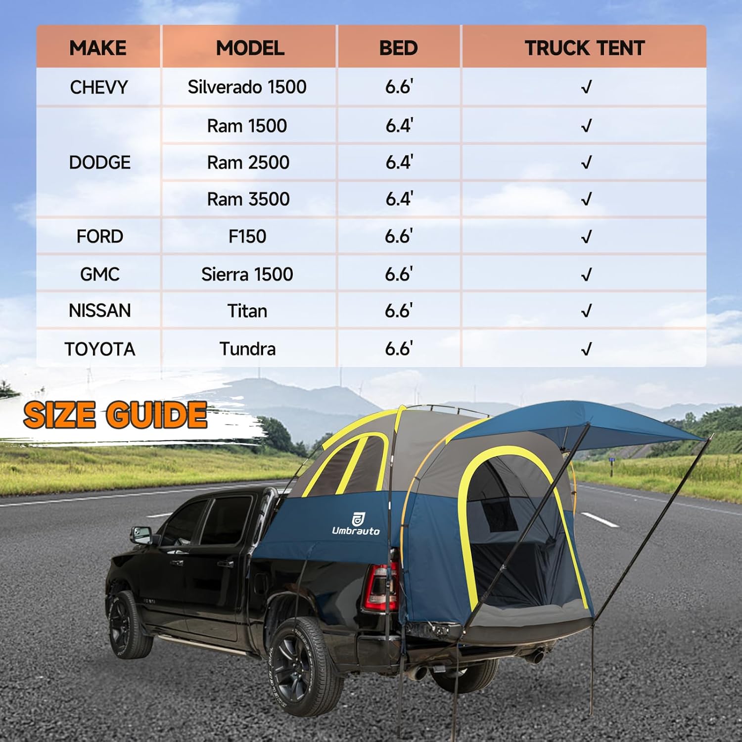 Detalle de Pickup truck bed tent 6.4-6.7ft waterproof
