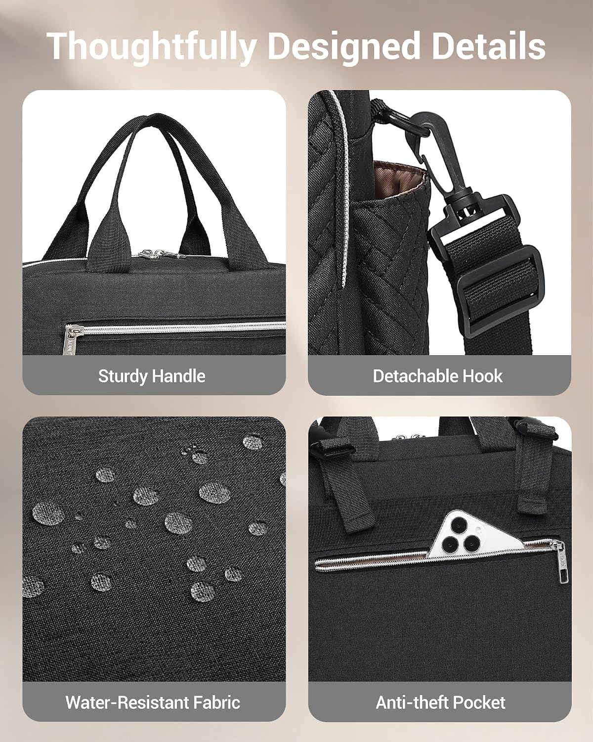 Thumbnail 5 de Kono Baby Changing Bag: Multifunction Nappy Bag with Insulated Pockets