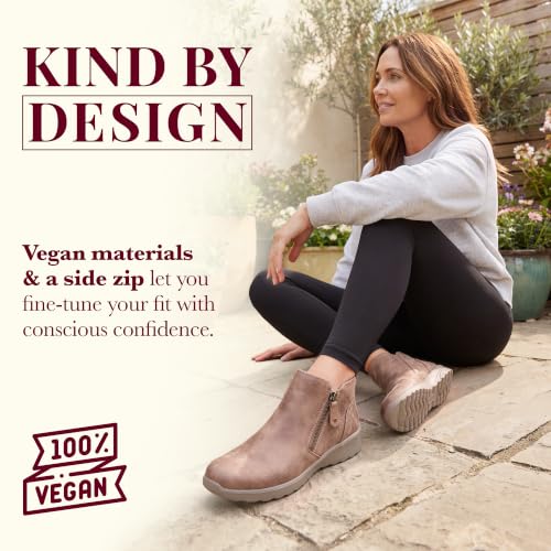 Detalle de Skechers Lovely Vibe Fall in Bloom, botines de mujer Mushroom Microleather