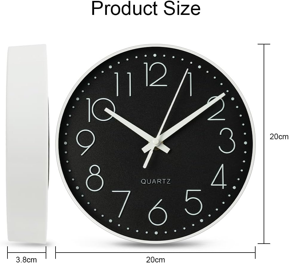 Detalle 2 de Aolso Horloge Murale Design Moderne 20 cm — Silencieuse, Quartz, Noir