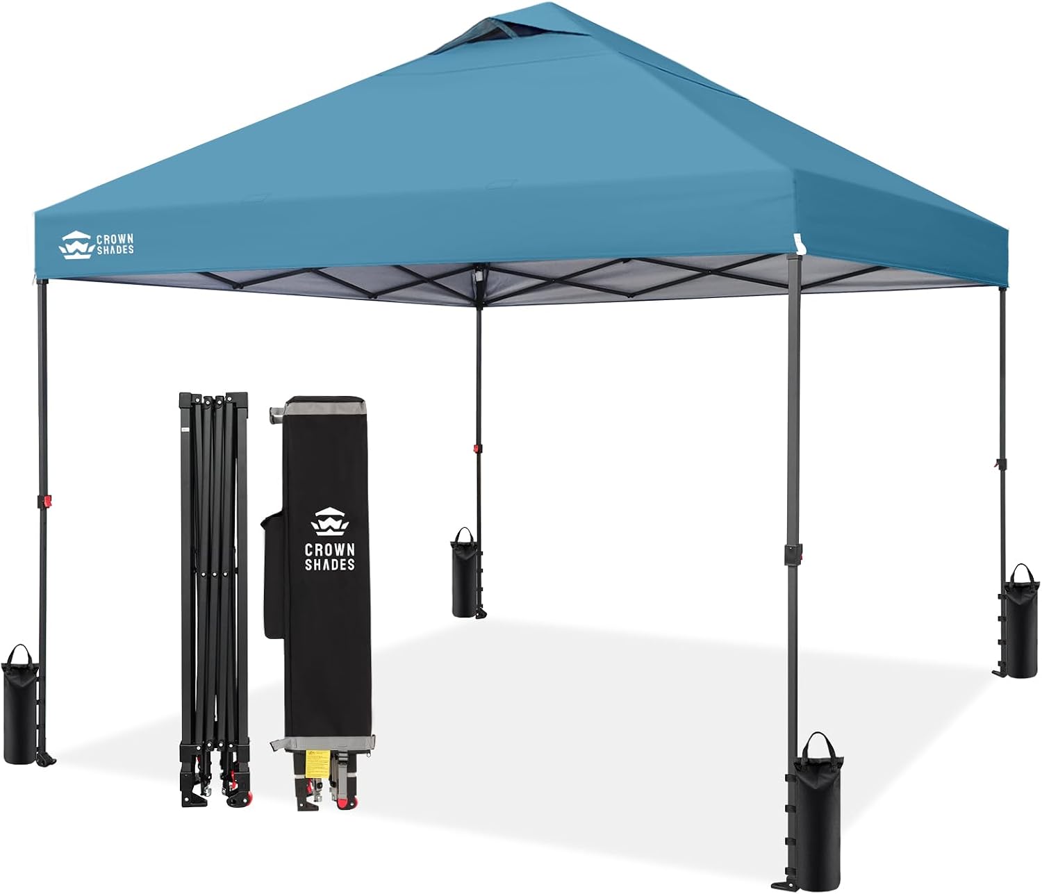 Detalle de CROWN SHADES RS100C 10x10 Pop-Up Canopy, Cyan Blue, One-Push Setup