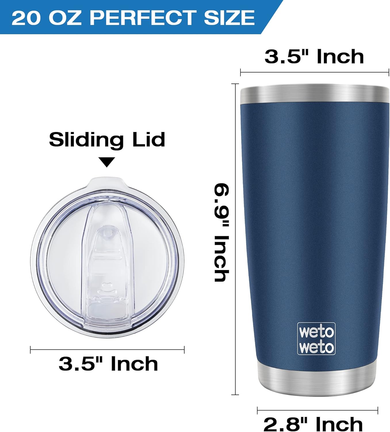 Detalle de WETOWETO 20oz Tumbler stainless steel travel mug