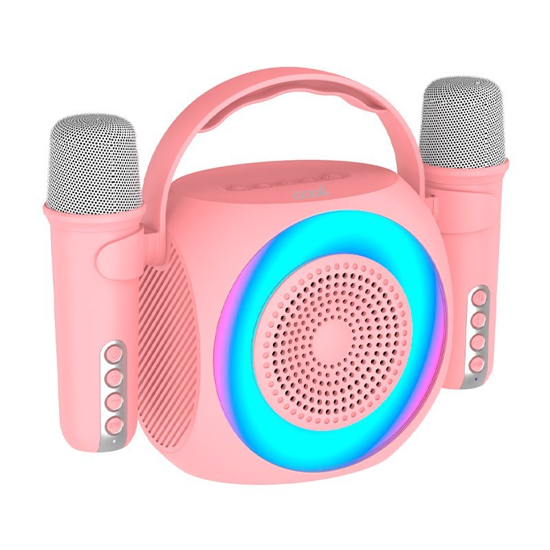 Detalle 2 de Cool Mini Karaoke Party: Altavoz Bluetooth Portátil 6W con 2 micrófonos (Rosa)