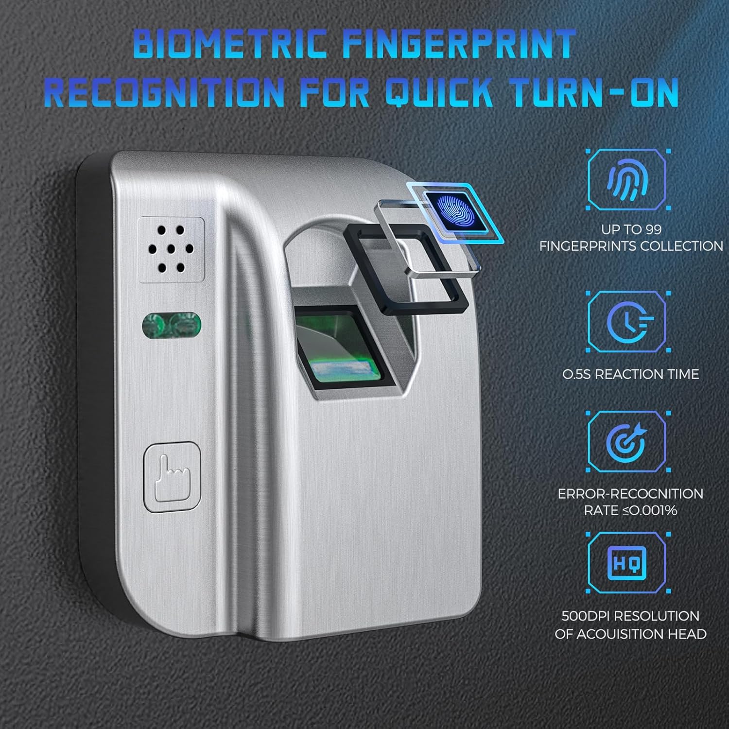 Detalle de WASJOYE 57L: Cassaforte Ignifuga con Impronte Digitali e Apertura a Chiave – Sicurezza per Casa, Ufficio e Hotel