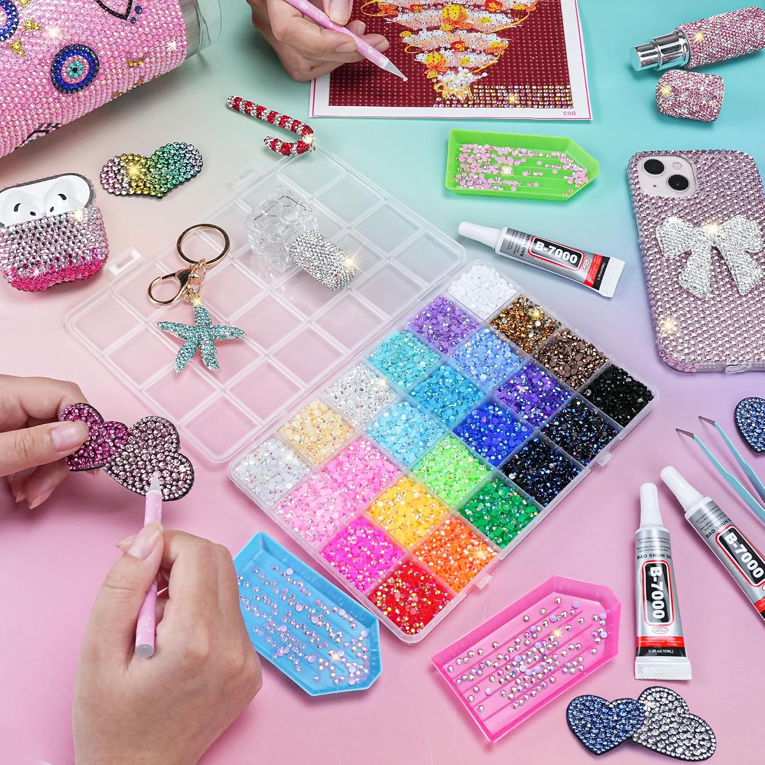 Detalle 2 de Gionlion Rhinestone Craft Kit, 24 Colors