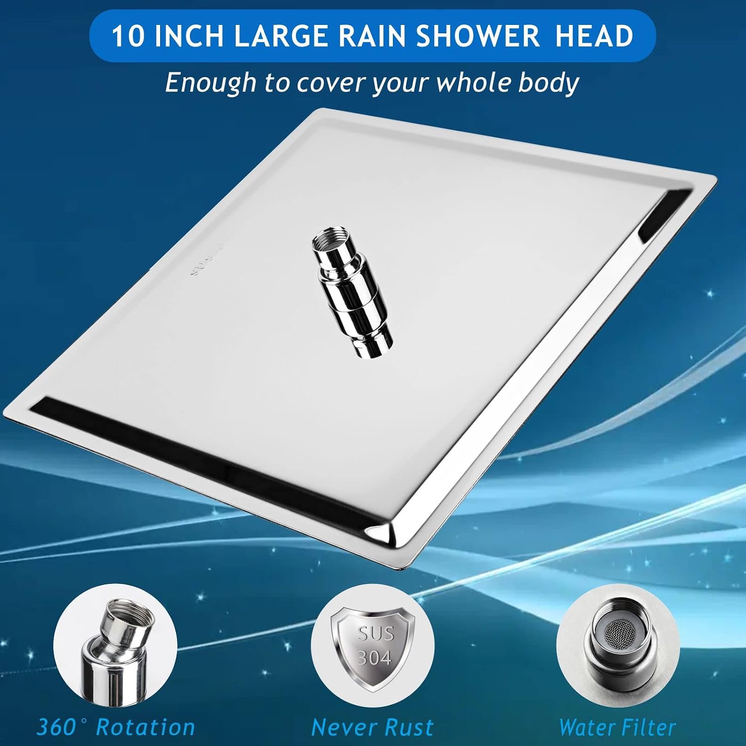 Thumbnail 1 de Voolan 10" High Pressure Rain Shower Head