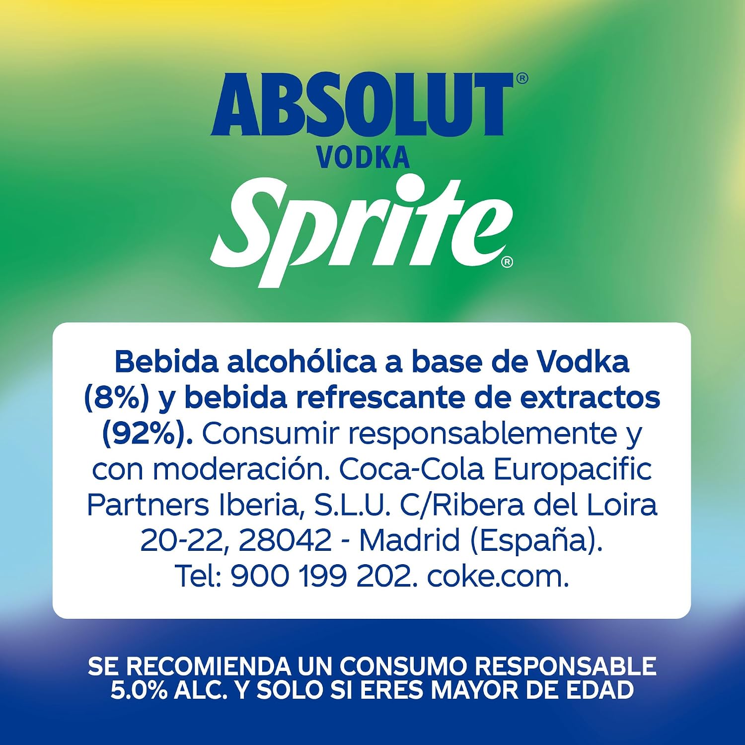 Detalle 2 de Absolut Vodka con Sprite 🍹 Pack 12x250 ml
