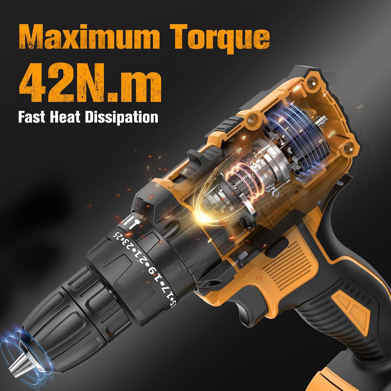 Detalle 1 de JYGMPRO 21V cordless hammer drill 42Nm