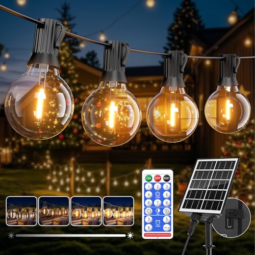 Detalle de Hoteril Catena Luminosa Esterno Solare 15m 19+2 G40 IRIP 2200K – LED da Giardino con 8 Modalità, IP65 e USB Ricaricabile