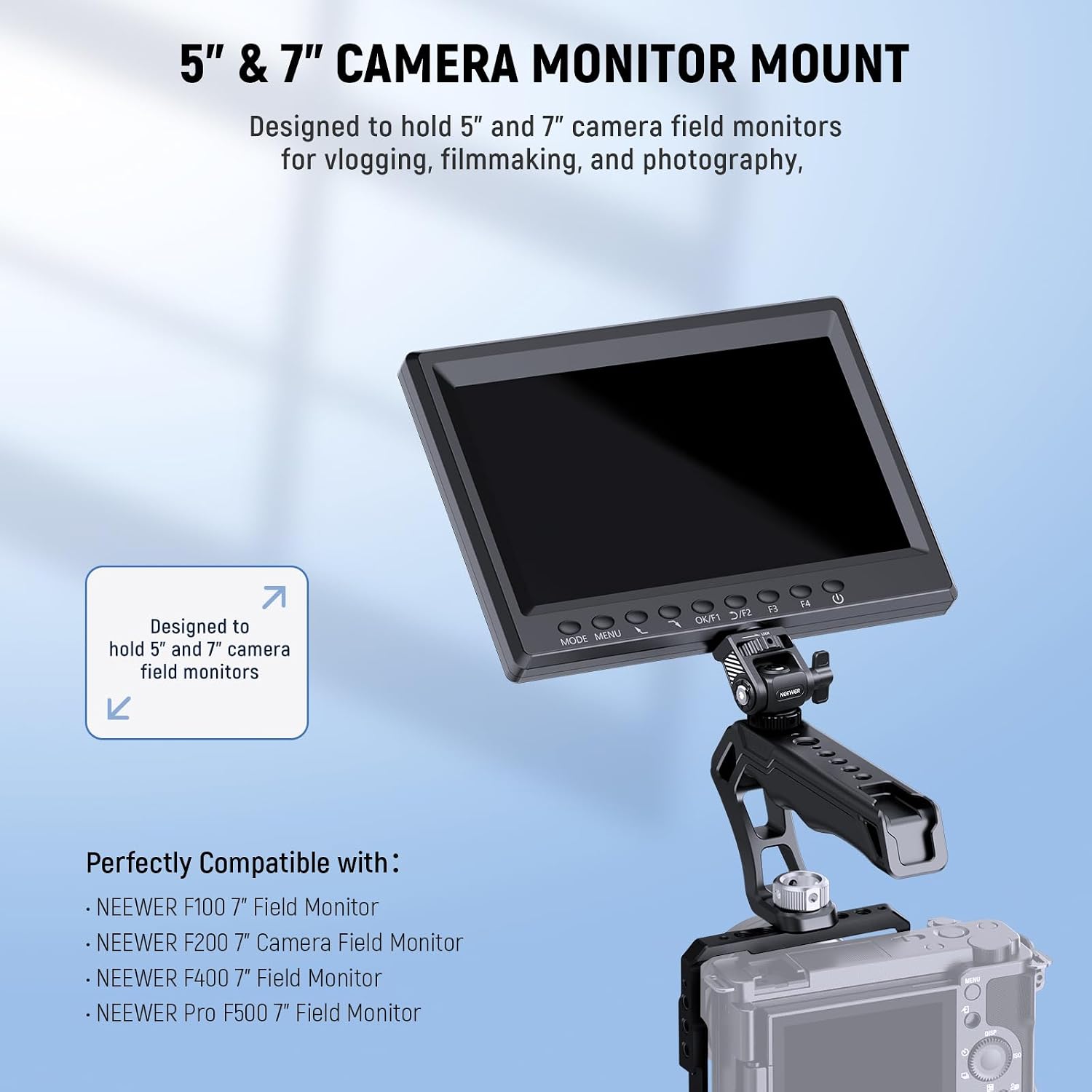 Detalle 2 de NEEWER MA019 Supporto per monitor da campo con cold shoe girevole 360° e inclinabile 180°