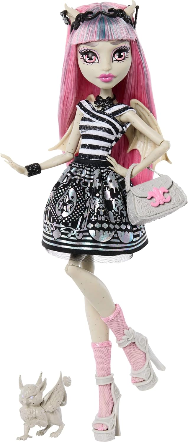 Detalle de Monster High Boo-riginal Creeproduction Rochelle Goyle (JHK57) con soporte, diario y gárgola de grifo