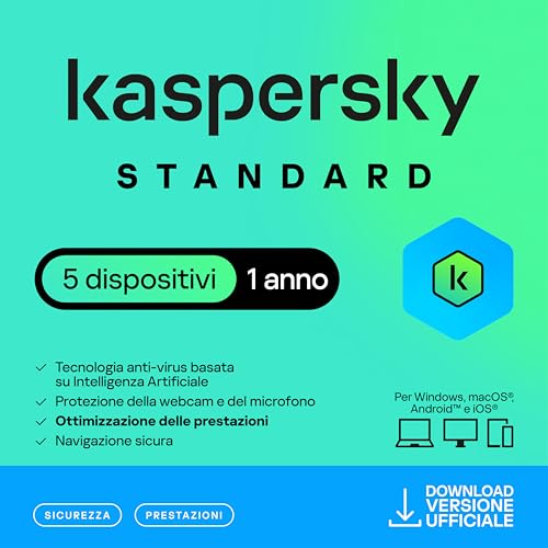 Detalle de Kaspersky Standard Anti-Virus 2026 – 5 dispositivi, 1 anno