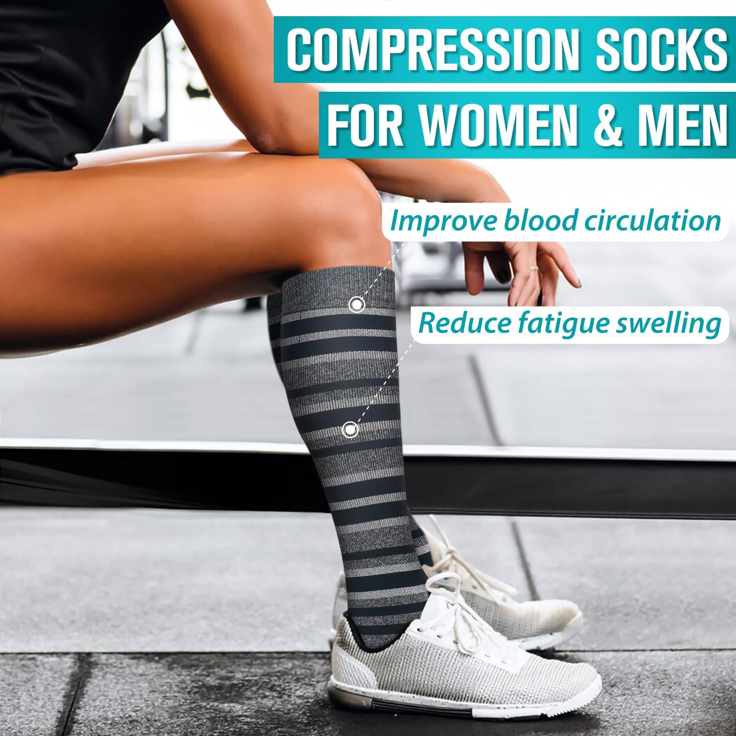 Thumbnail 2 de Copper Compression Socks for Women & Men (6 Pairs) — 85% Nylon Compression for Nurses, Running, Hiking & Recovery