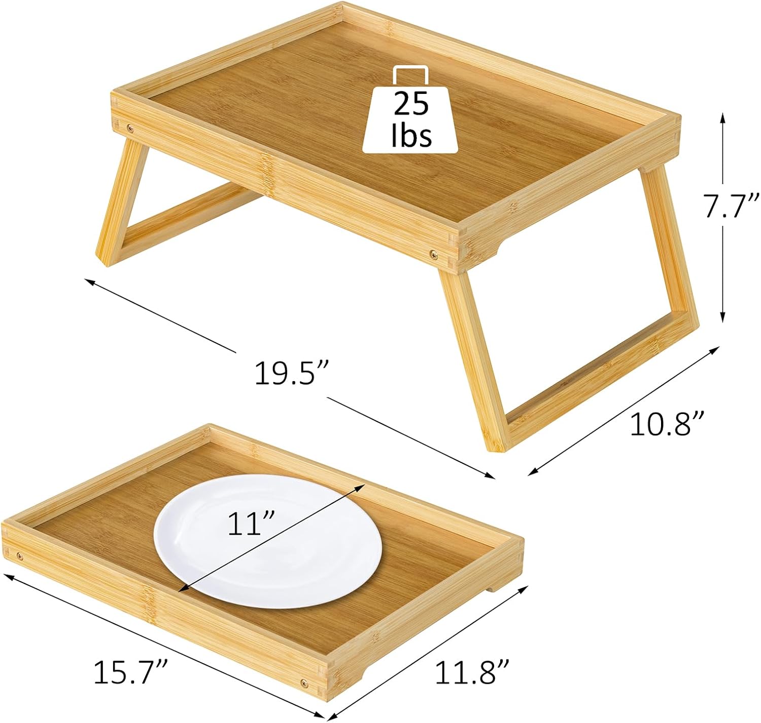 Detalle 2 de RRX CP-new8 bamboe bedtafel met inklapbare poten, beige
