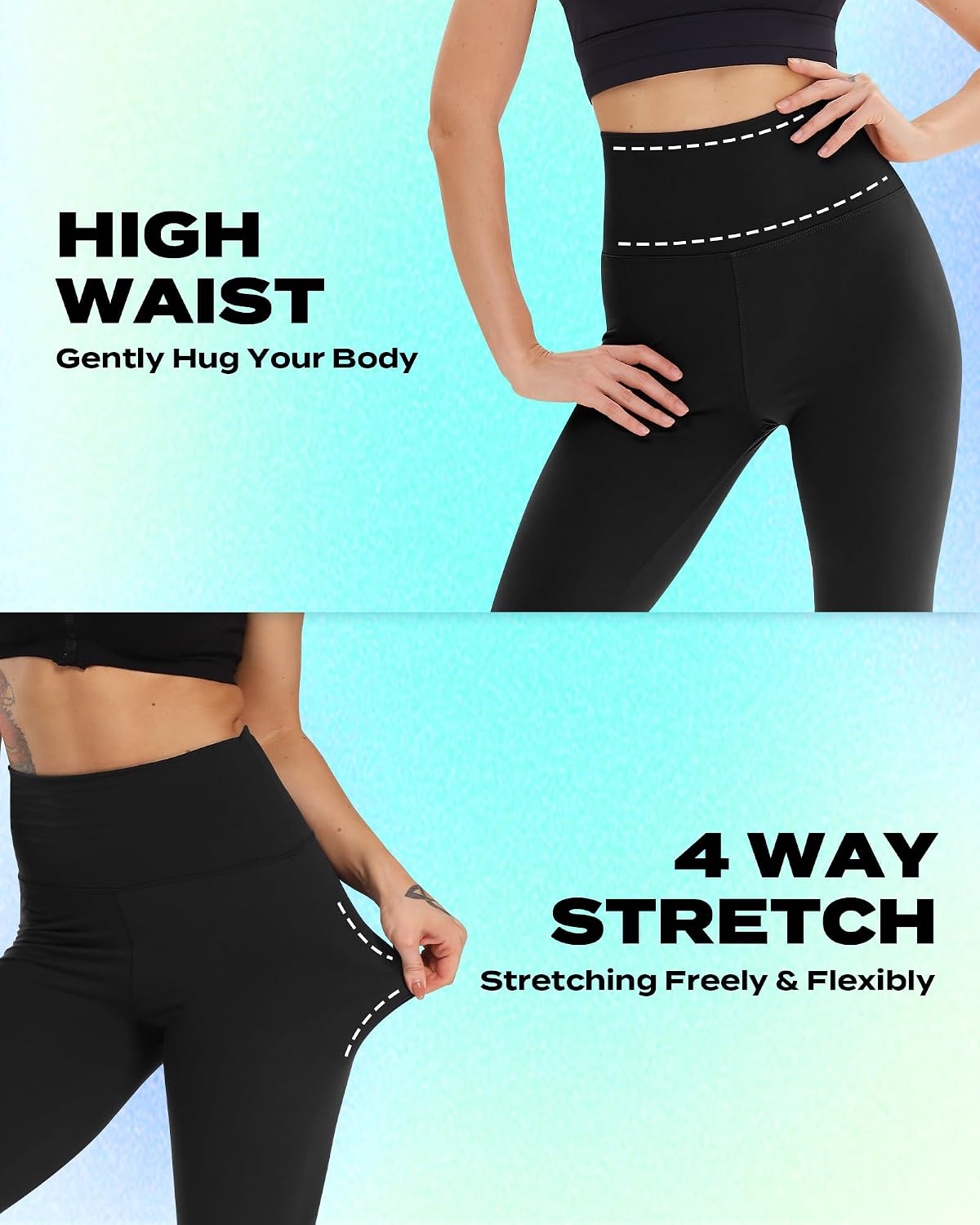 Detalle 2 de TNNZEET Capri Leggings for Women with Pockets, Tummy Control & High Waist (Black)