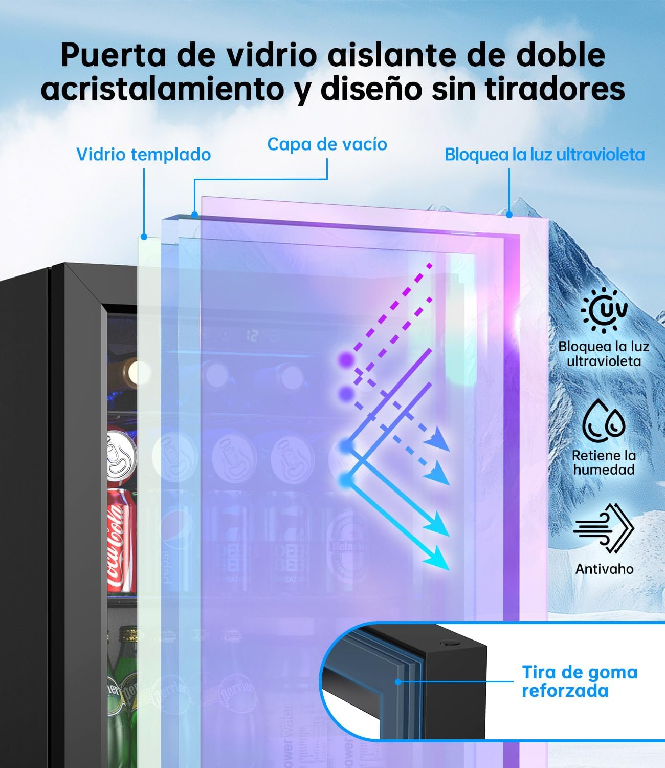 Detalle de WIE Nevera Pequeña 48 L: compacidad, eficiencia y versatilidad para hogar, oficina o bar