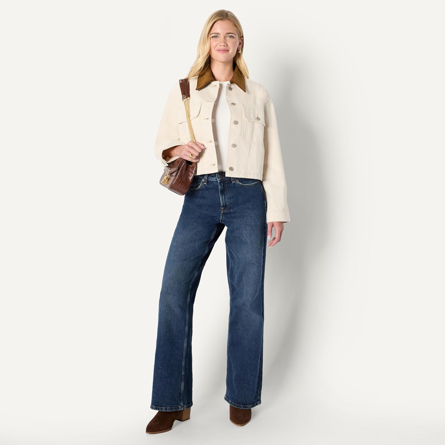 Thumbnail 4 de Amazon Essentials Damen Oversize-Jeansjacke mit kontrastierendem Kragen