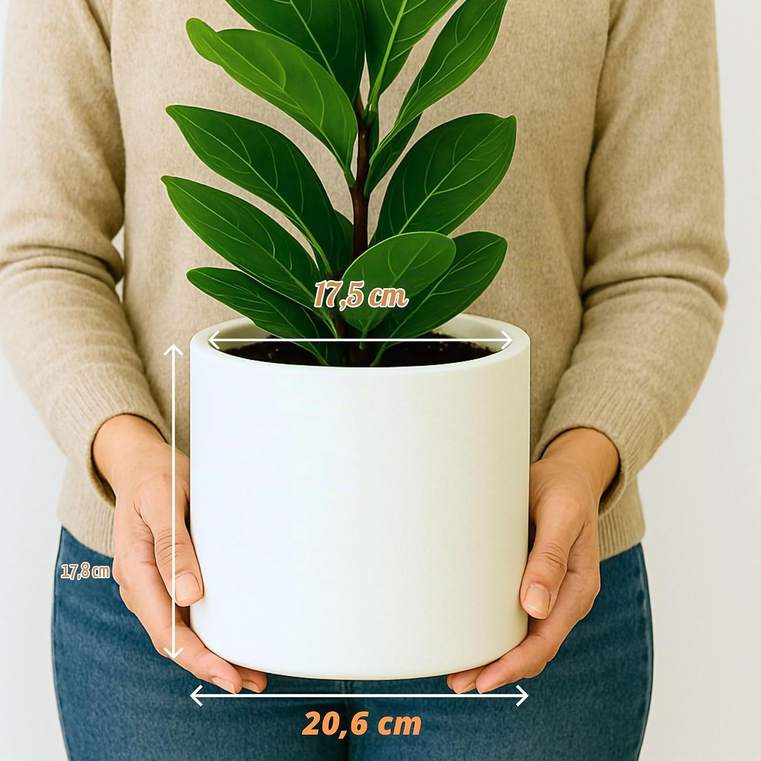 Thumbnail 5 de Fox & Fern 8719689959029 plantenpot van fiberstone, mat wit, UV- en vorstbestendig