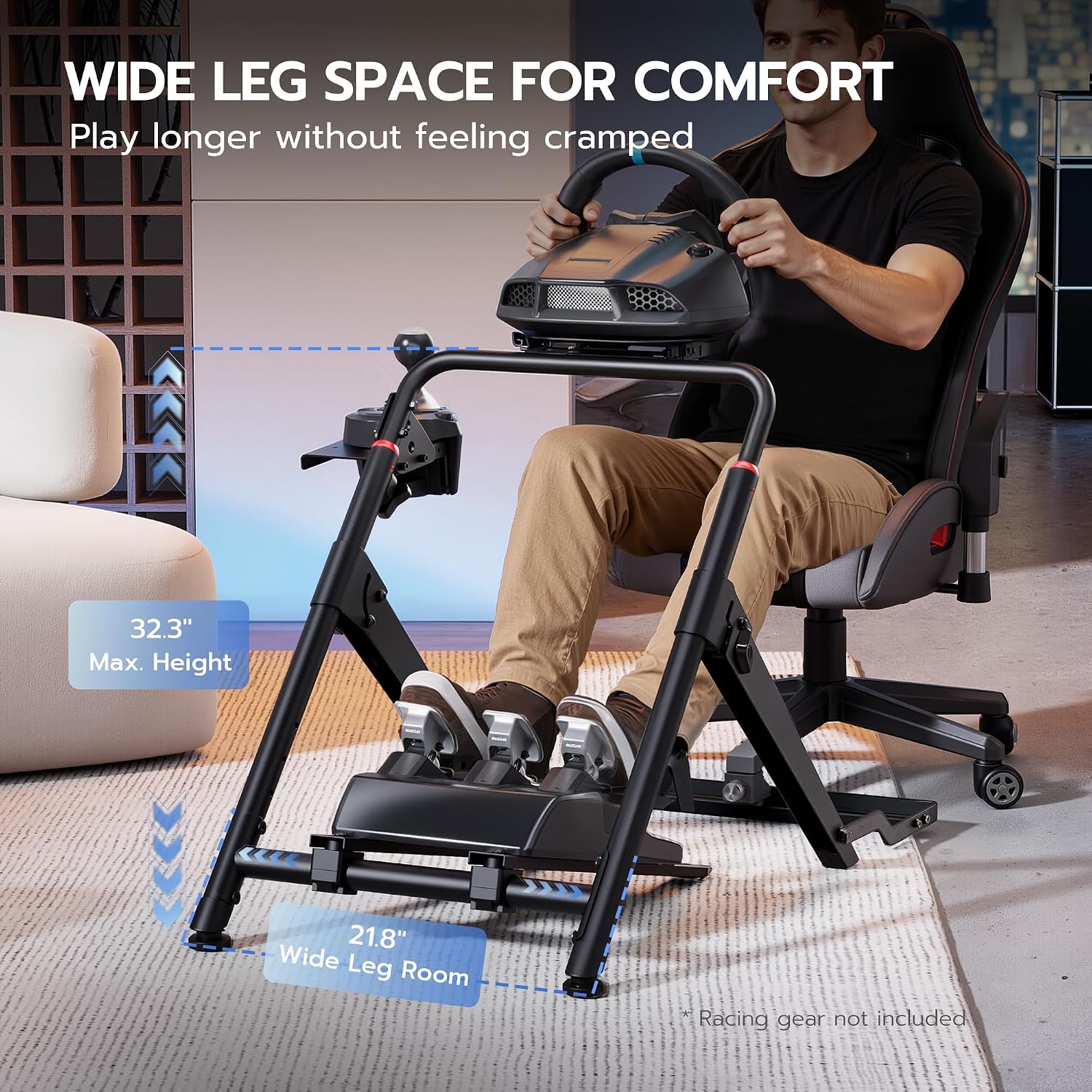 Detalle de ARES WING GRS1005BK-V6 Foldable Sim Racing Wheel Stand with Adjustable Mounts