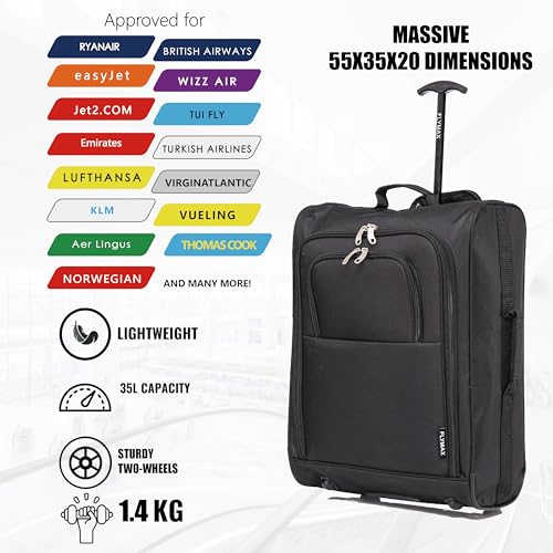 Thumbnail 5 de Flymax 55x40x20 Ryanair Cabin Bag – 44L Lightweight Carry-On (1.4kg)