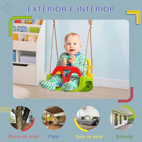 Detalle de Outsunny Columpio Infantil 3 en 1: opción evolutiva para interiores y exteriores
