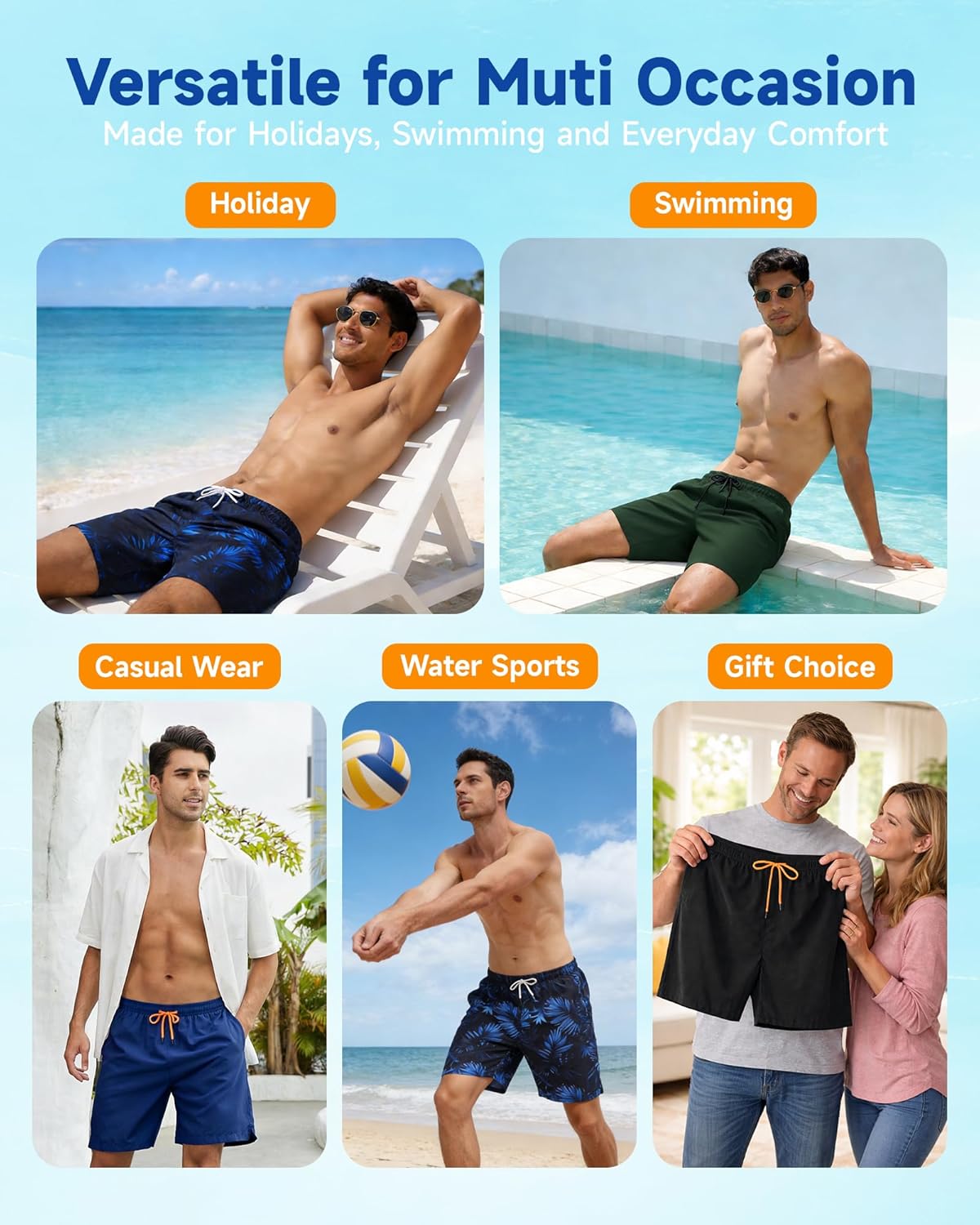 Thumbnail 4 de SIHOHAN Mens Long Swimming Shorts with Quick Dry Fabric and Mesh Lining