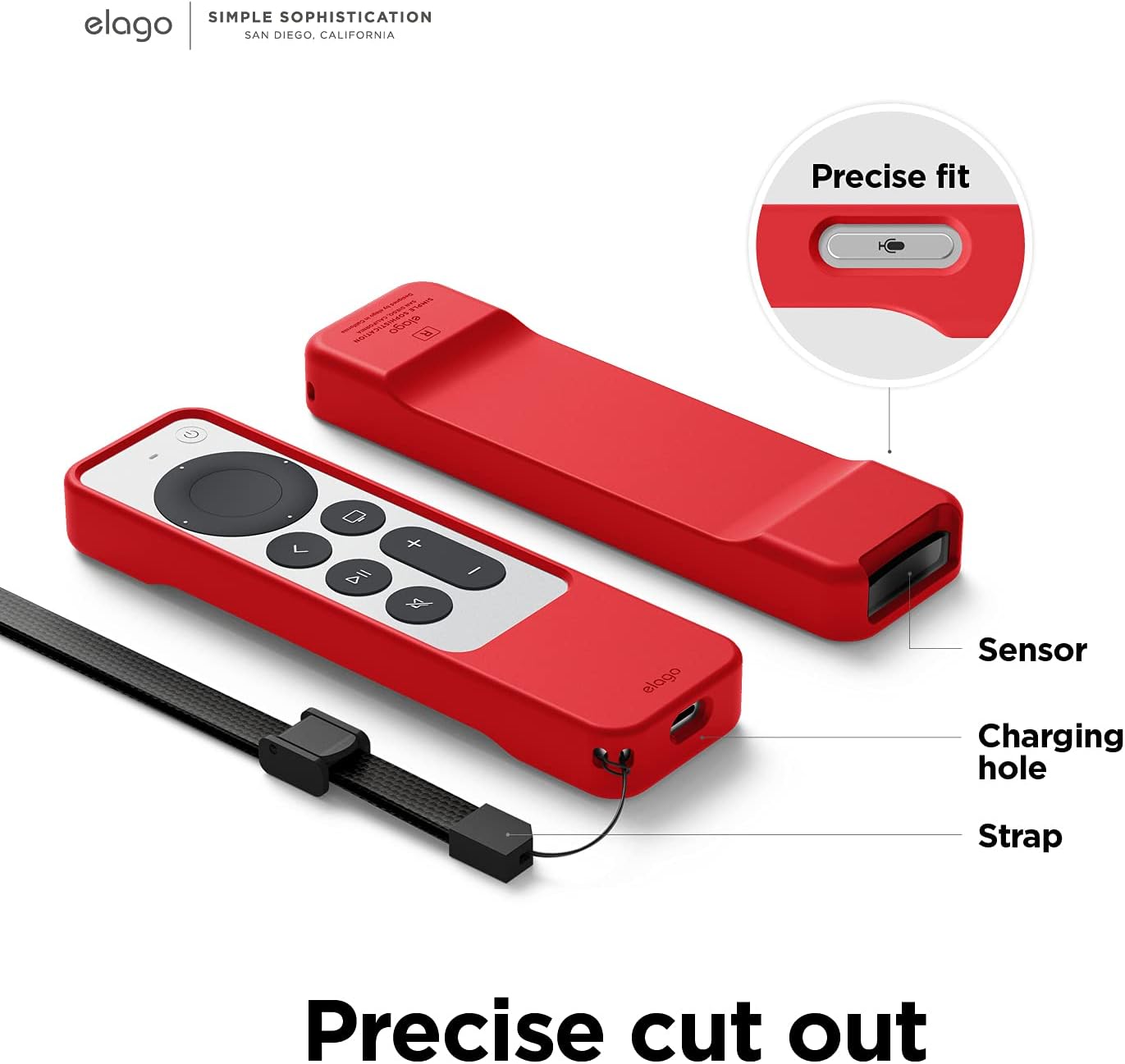 Thumbnail 6 de elago Étui R1 magnétique pour Apple TV 4K Siri Remote (3e/2e génération) – silicone épais, absorption des chocs (rouge)
