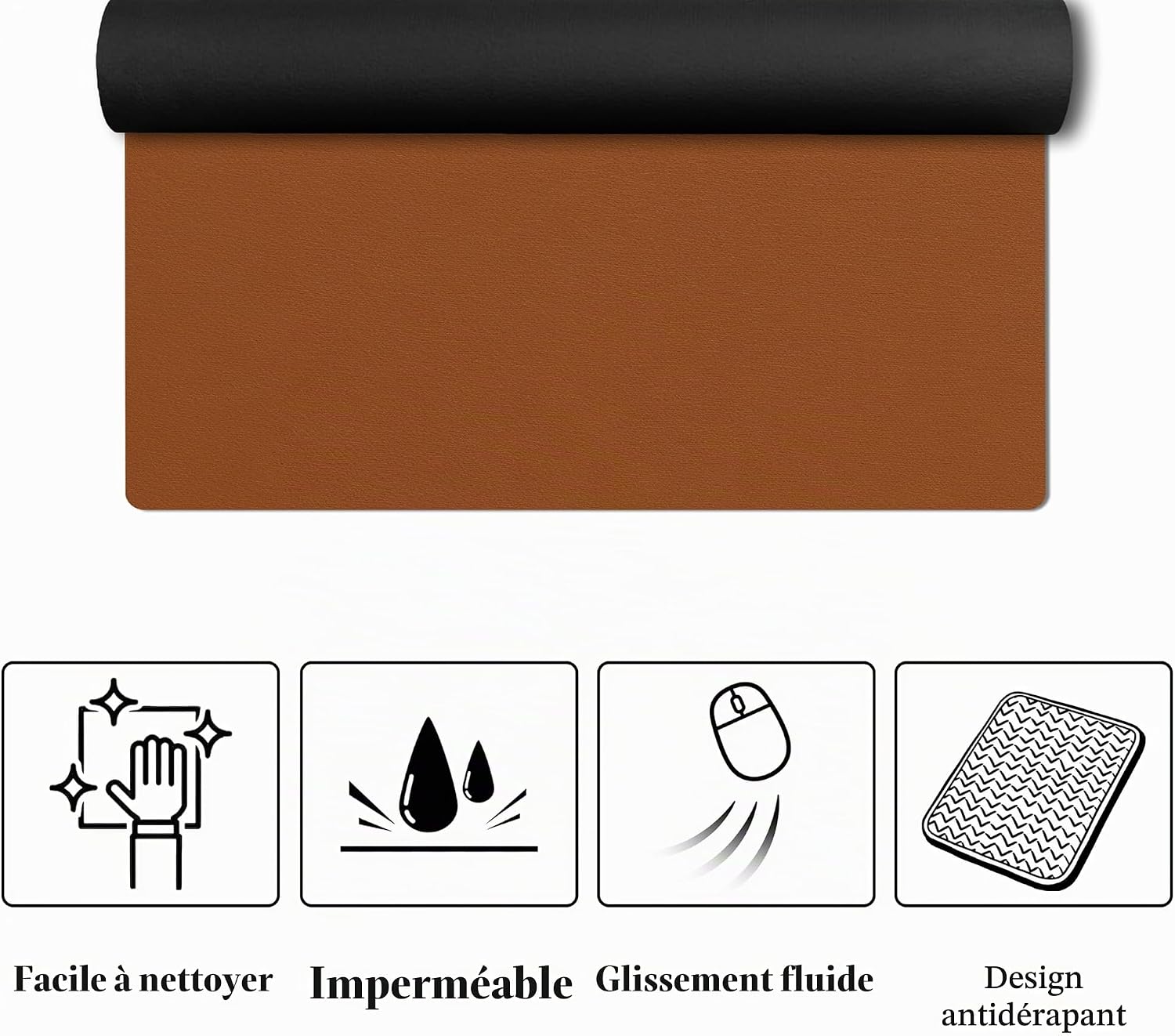 Detalle 2 de Xcdhemde® bureauonderlegger 80 x 40 cm van omkeerbaar, waterdicht PU-leer