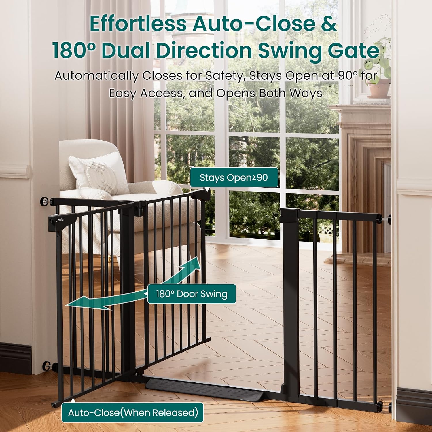 Detalle 1 de Cumbor S7V2 Baby Gate 2-Pack, 30–54-Inch Wide, Auto-Close
