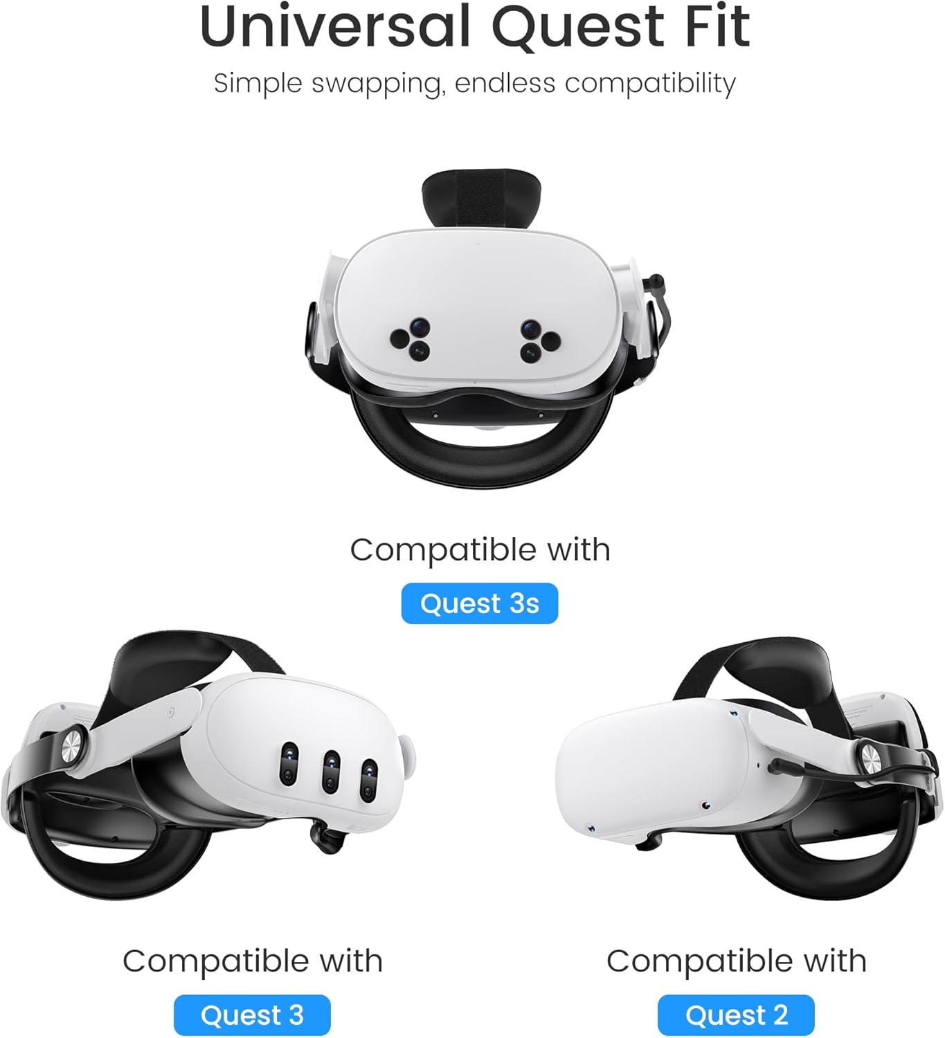 Detalle 2 de VR Head Strap with 10000mAh Battery for Meta Quest 3/Quest 3S/Quest 2: Comfort, Power, and Quick-Check Design