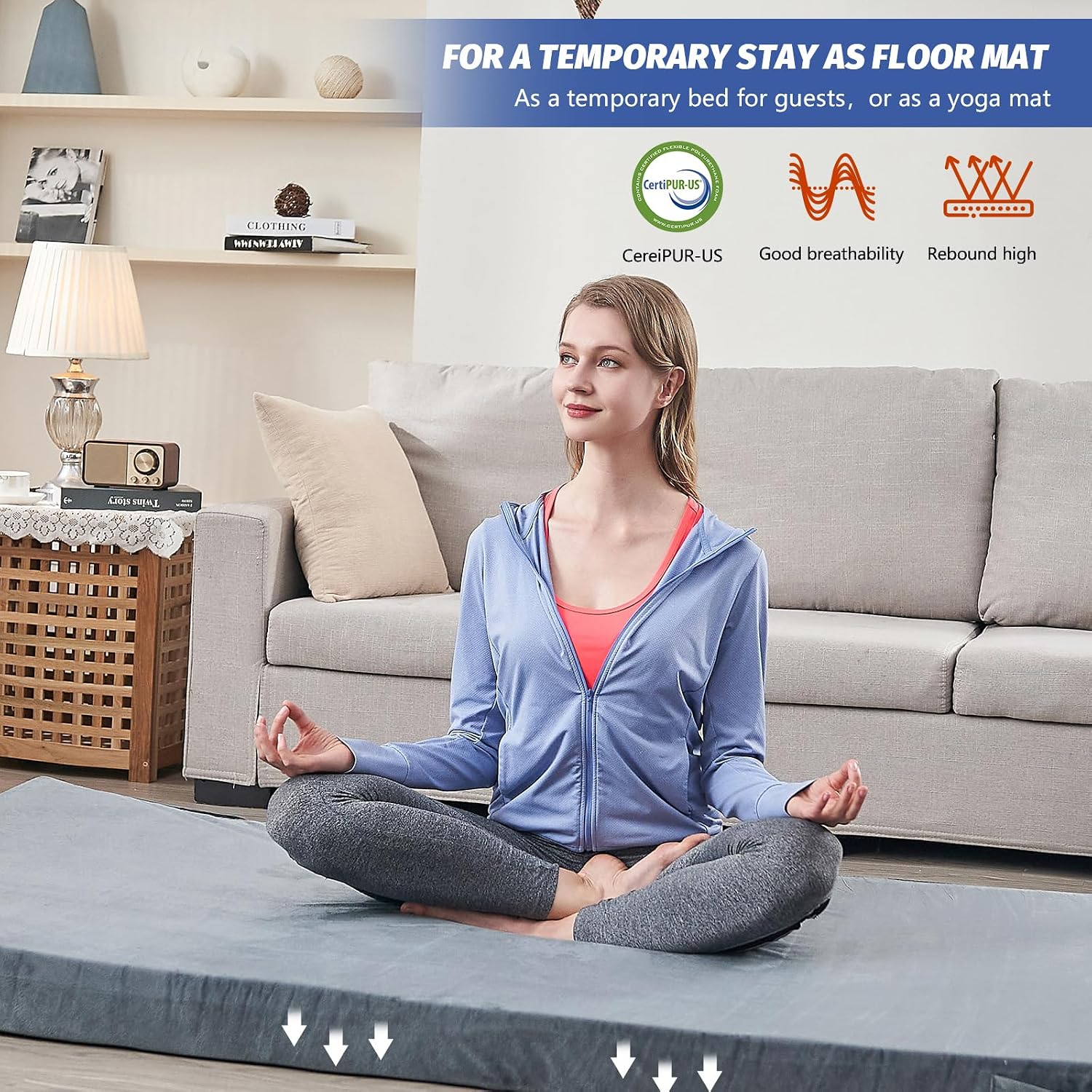 Thumbnail 4 de CYMULA LBL-063 Memory Foam Camping Mattress, 3-Inch Roll-Up Pad