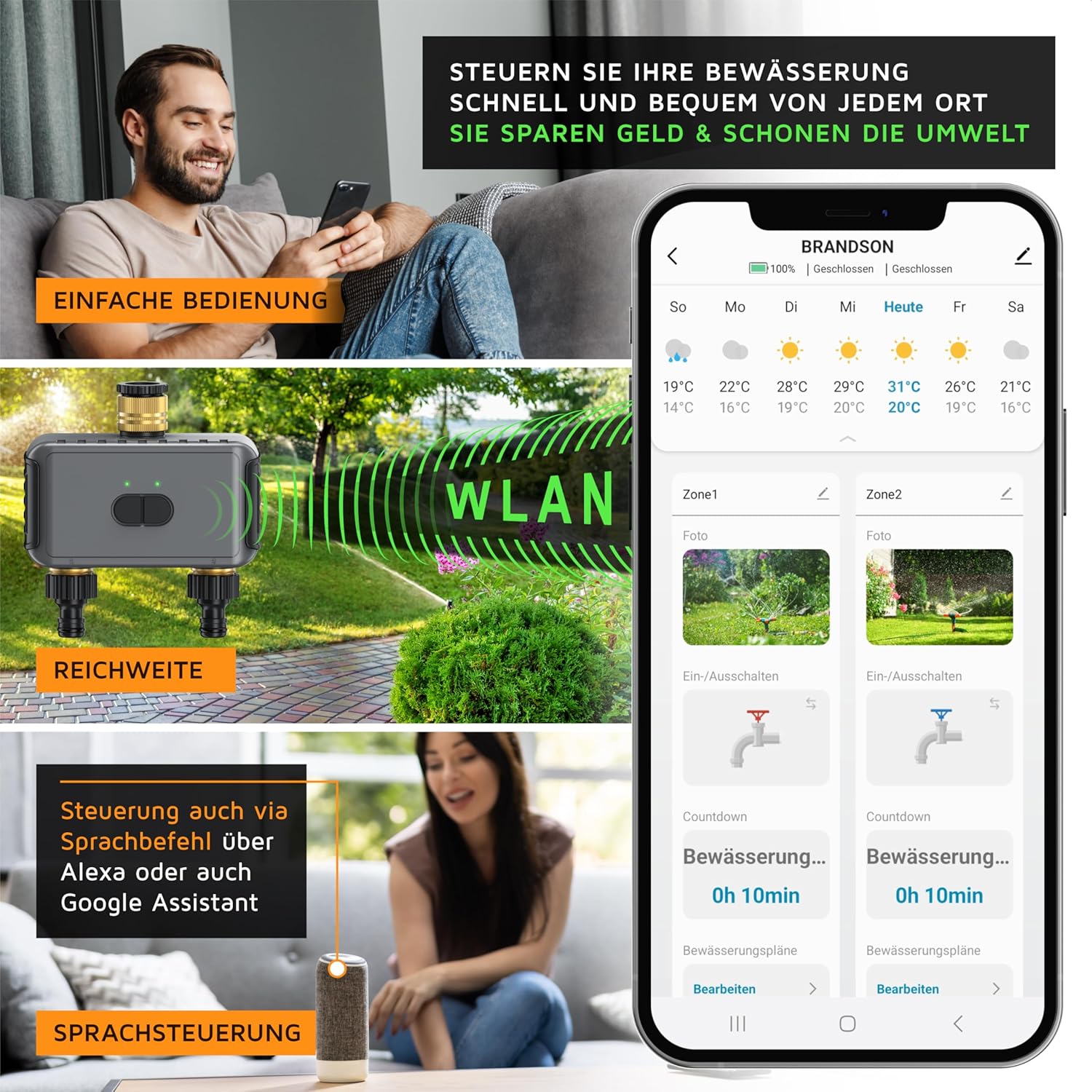 Thumbnail 2 de Brandson Bewässerungscomputer Smart WLAN 2 Zonen