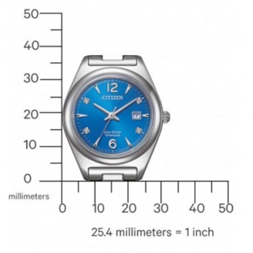 Thumbnail 3 de Citizen Montre Eco-Drive Analogue pour Femmes — Bracelet Titane Argent 19 cm, Cadran Bleu
