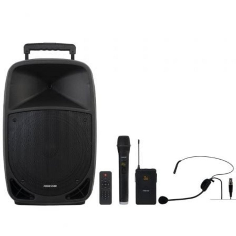Detalle de Fonestar MALIBU-312: Altavoz portátil 12" 250W con Bluetooth, karaoke y trolley