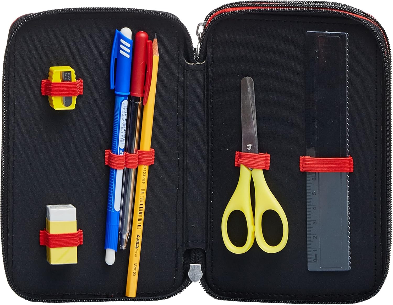 Thumbnail 4 de Seven Milan Winners Club: Étui tricolore 3 compartiments - Rouge et Noir, complet avec stylos et crayons