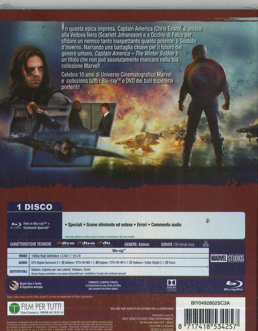 Detalle 2 de Captain America: The Winter Soldier 10° Anniversario Marvel Studios (Blu-ray)