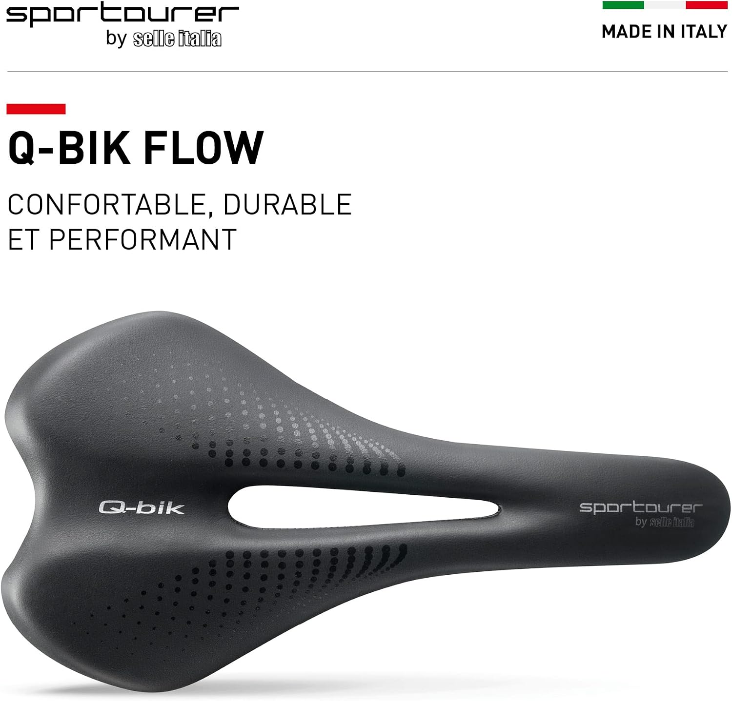 Detalle de Sportourer by Selle Italia - Q-Bik Flow : selle de vélo souple et large, hydrophobe, adaptable à tous les vélos
