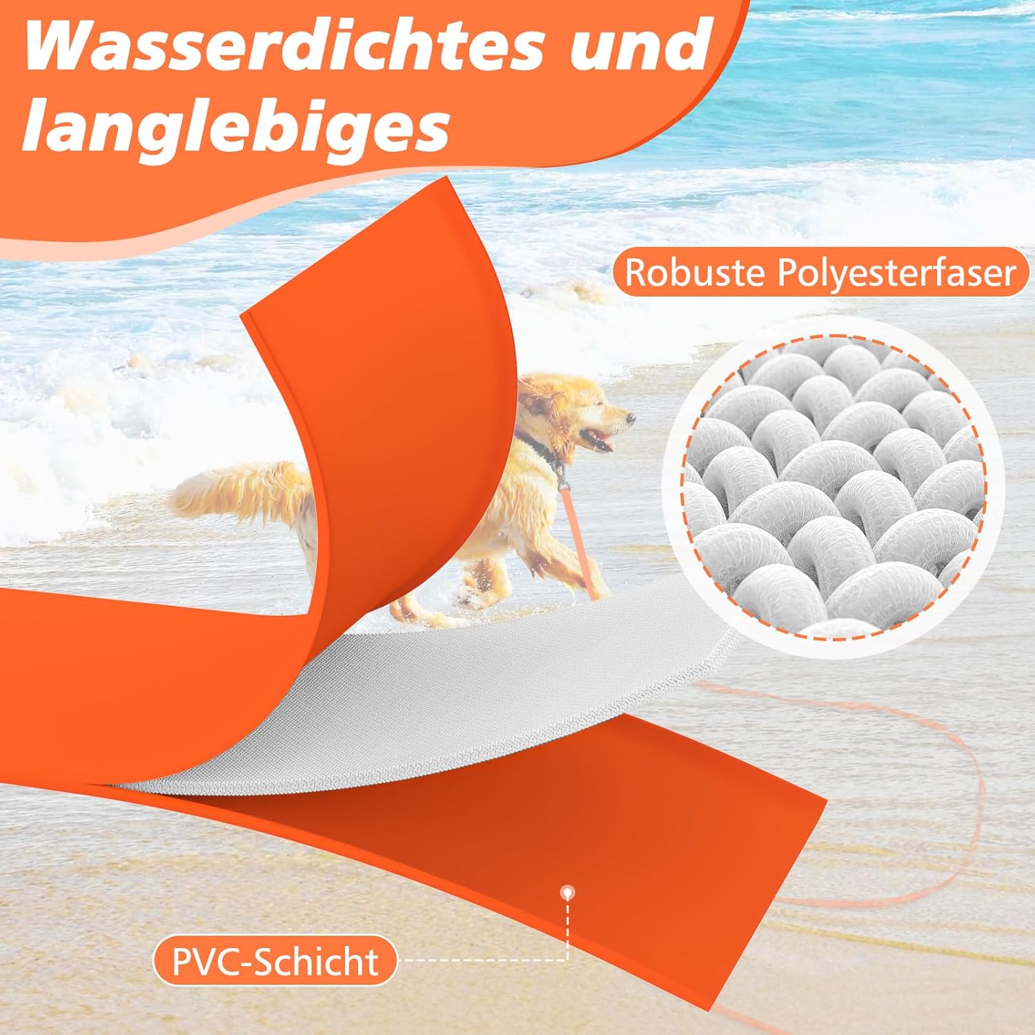 Thumbnail 1 de X XBEN wasserfeste Schleppleine für Hunde (1,5 m) mit abschließbarem Karabiner und Handschlaufe